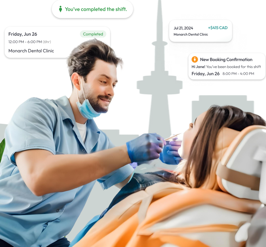 Temporary Dental hygienist reviewing job details in Toronto