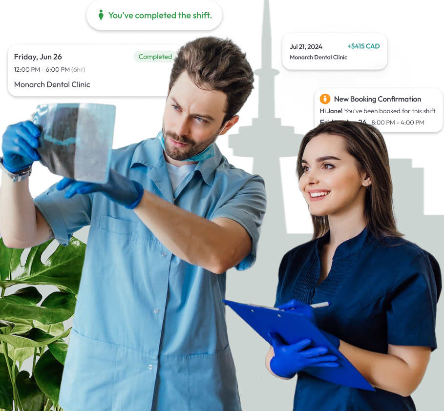Toronto part-time dental assistant checking available job shifts