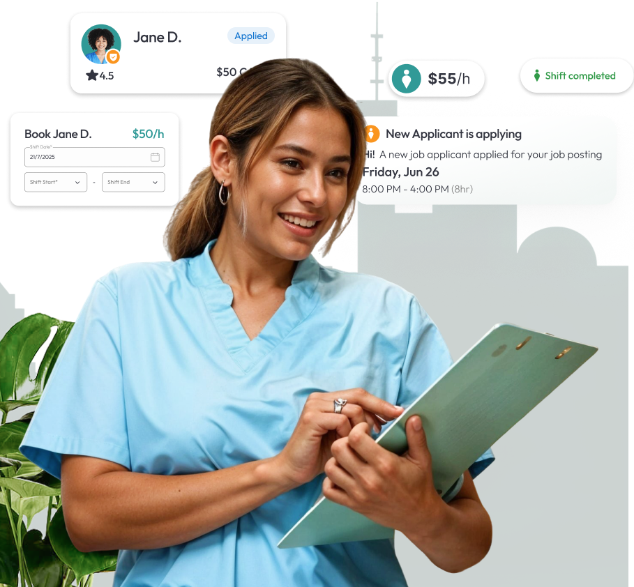 Dental floater reviewing patient files in a Vancouver clinic