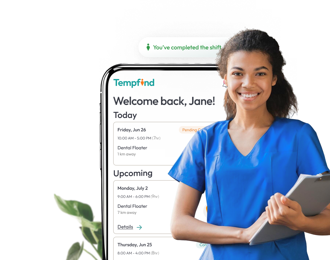 Dental professional reviewing dental floater jobs