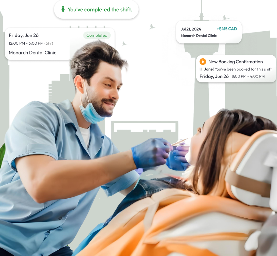 Temporary dental hygienist in Calgary reviewing available positions
