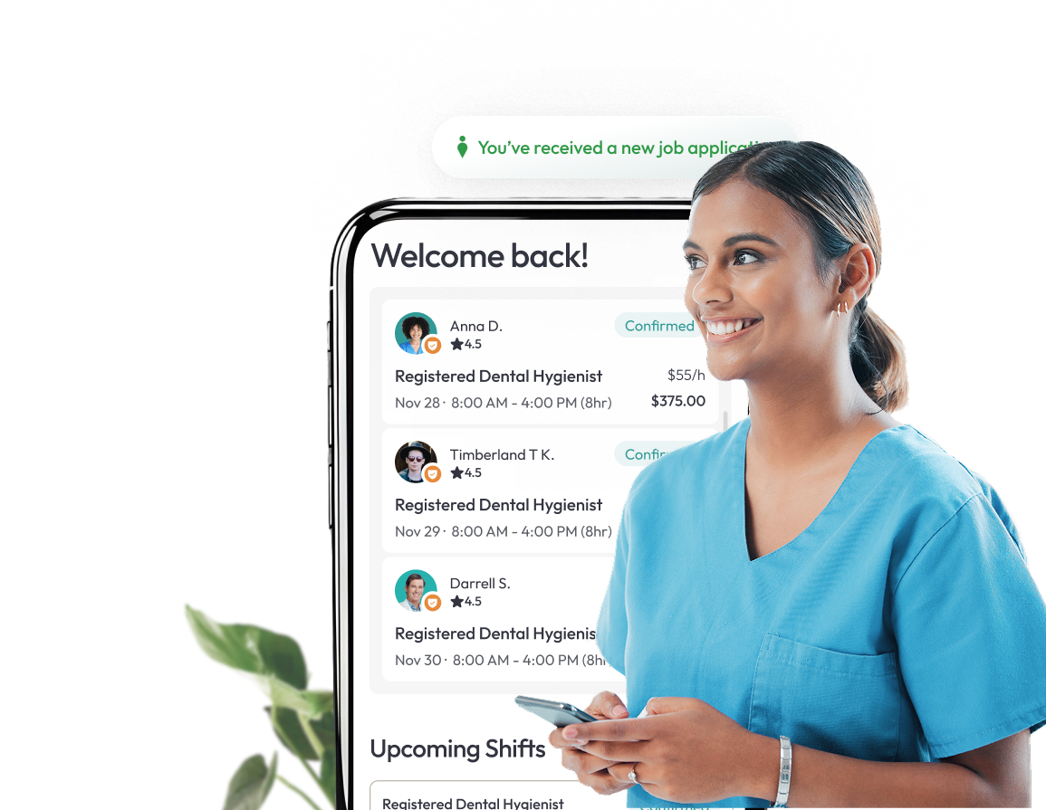 Part time dental assistant using a staffing agency platform