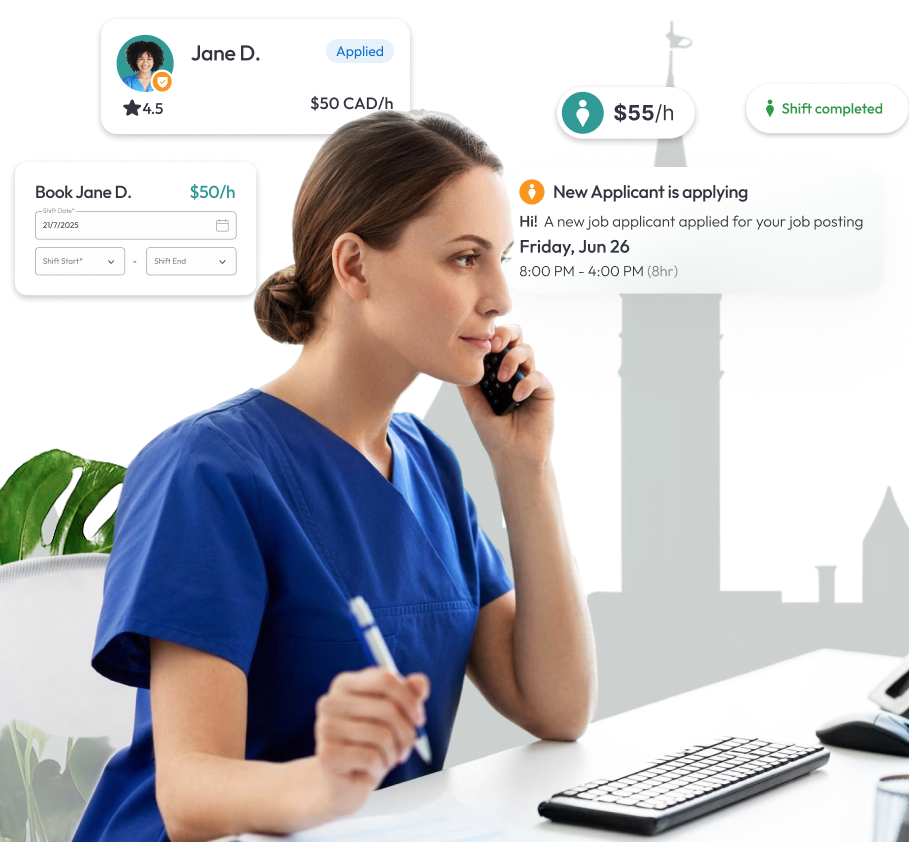 Dental receptionist in Ottawa answering patient calls