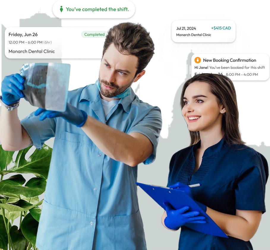 Part-time dental assistant reviewing job details in Edmonton