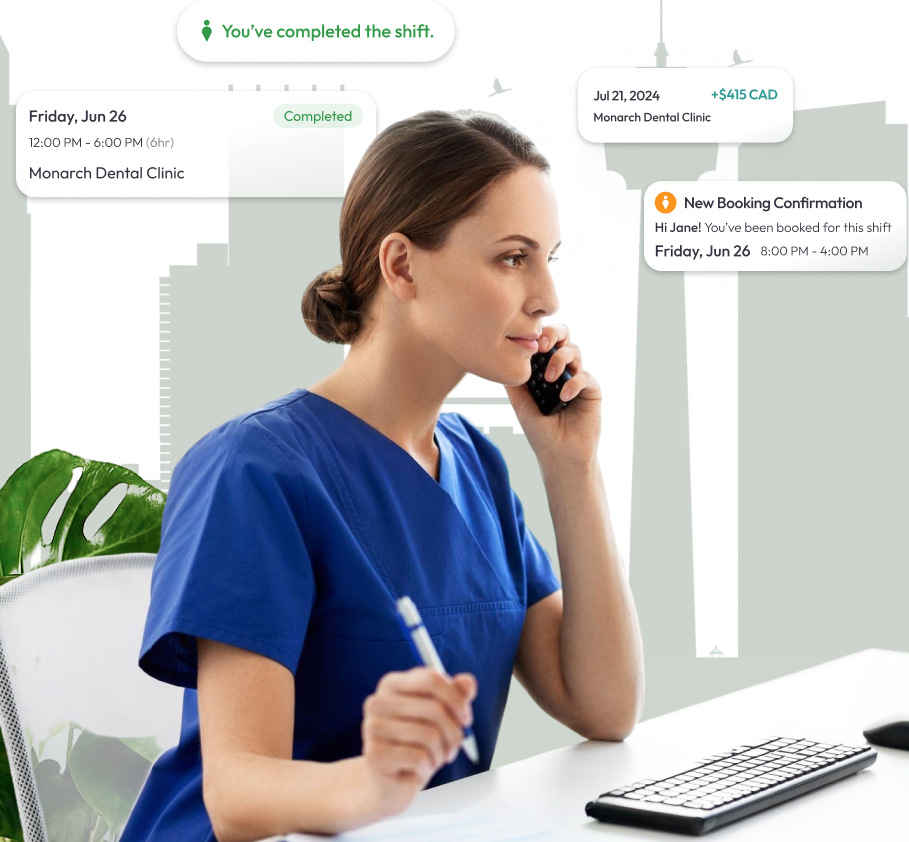 Dental Receptionist reviewing job details in Calgary