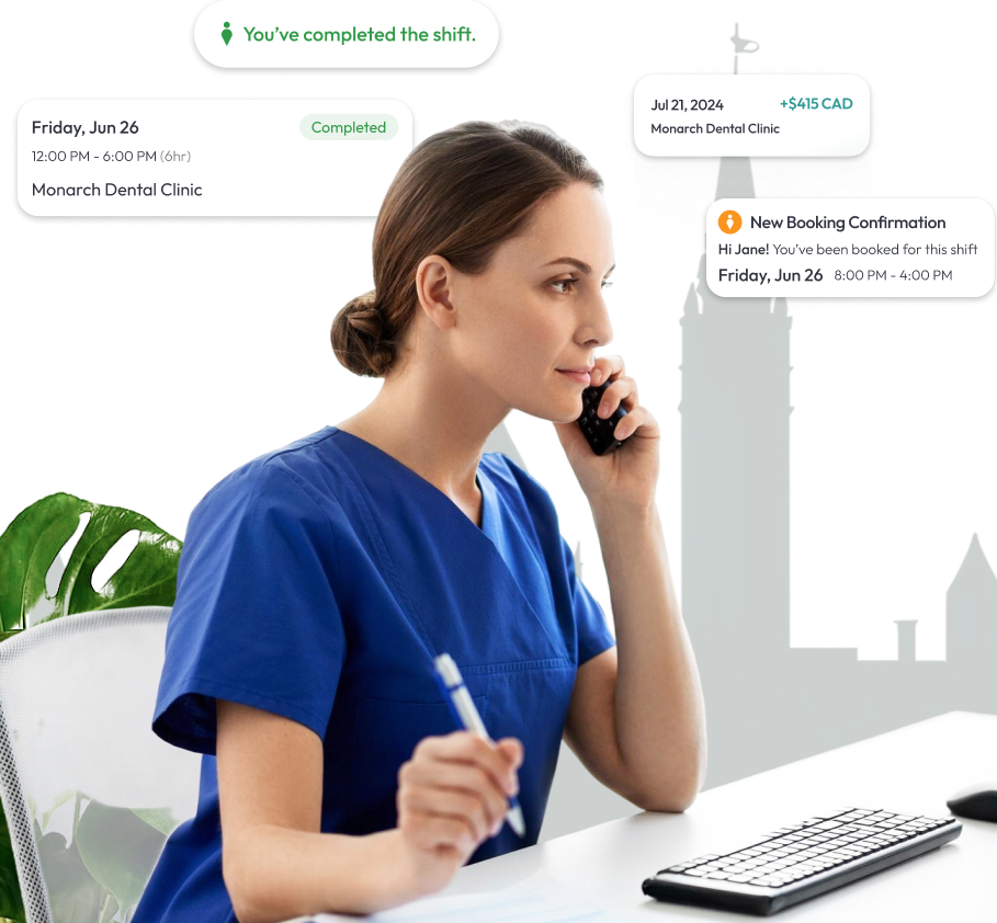 Dental Receptionist checking job shifts in Ottawa