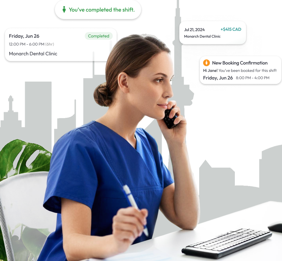 Dental Receptionist exploring job details in Toronto