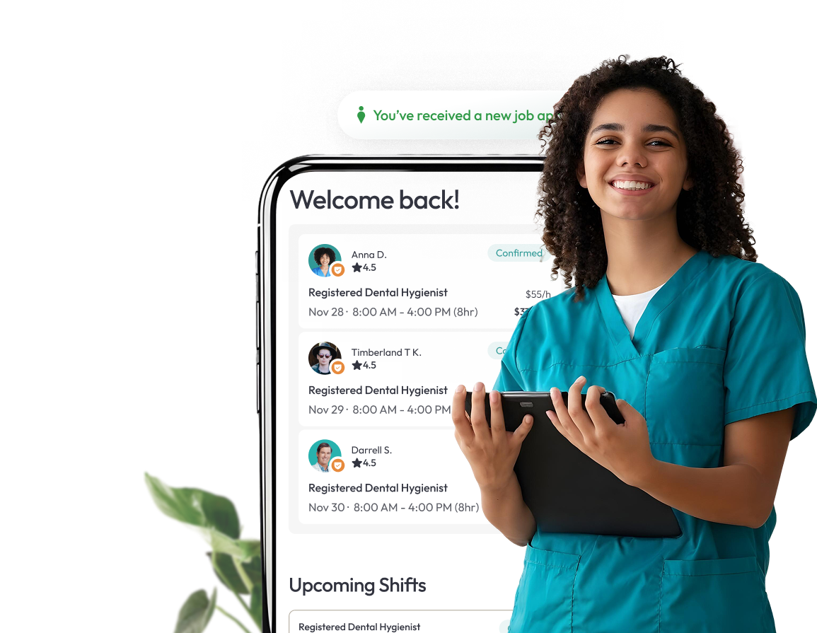 Associate dentist browsing DDS staffing agency platform