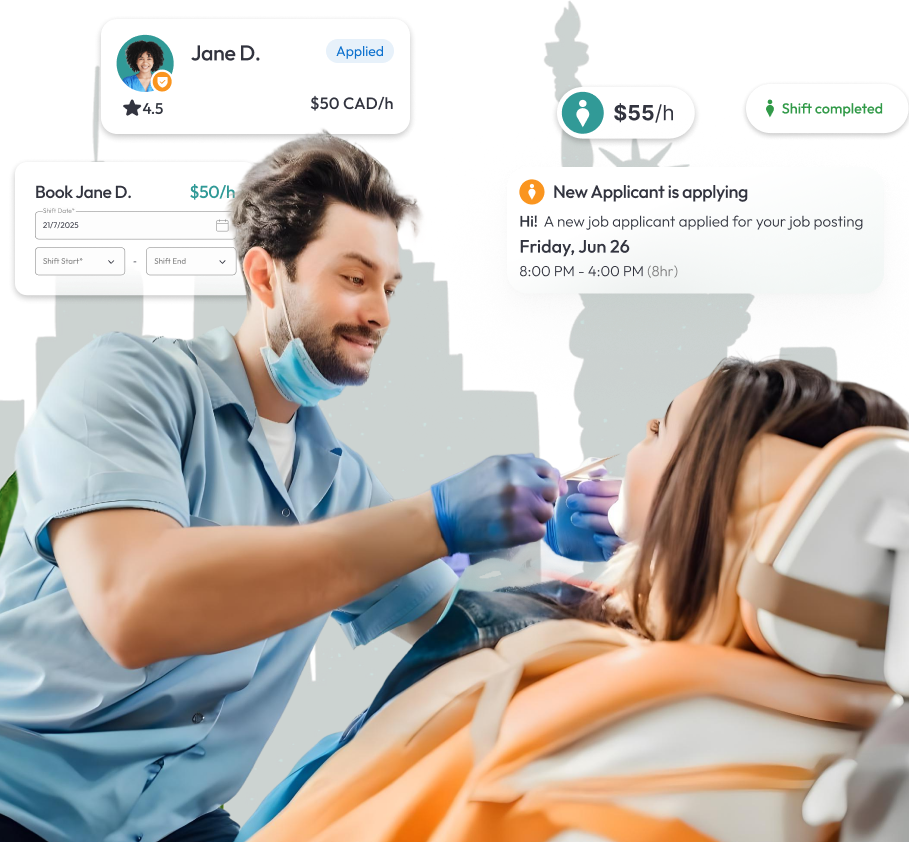 Registered Dental Hygienist working with a patient in New York City