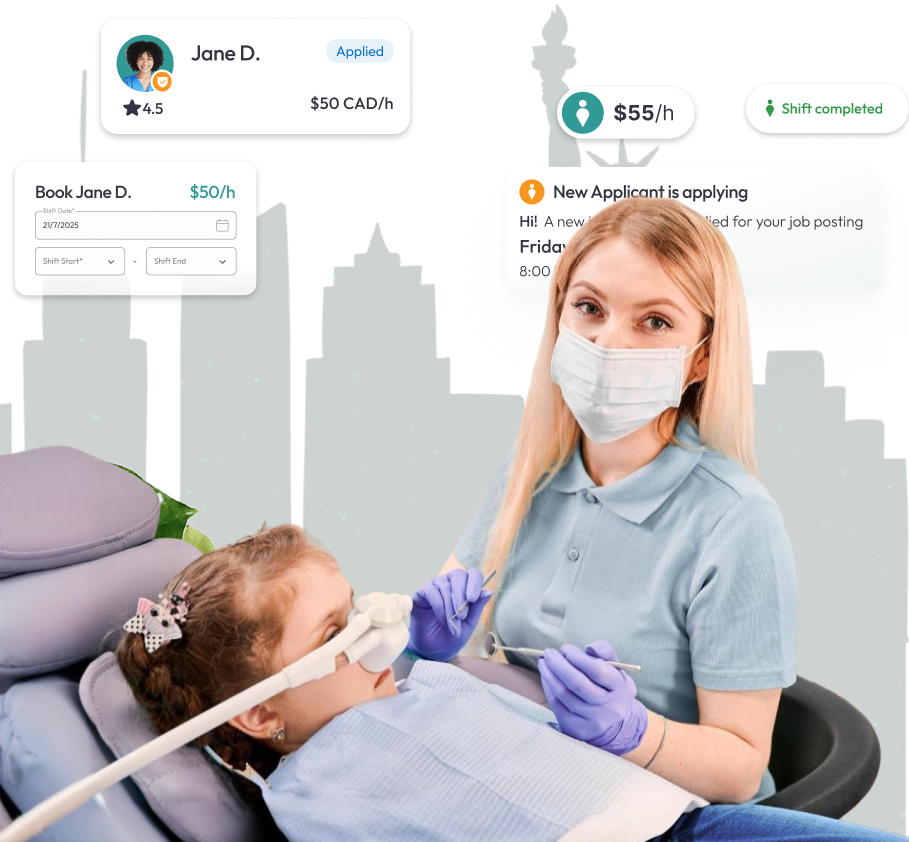 Sedation nurse performing dental treatment in a New York clinic