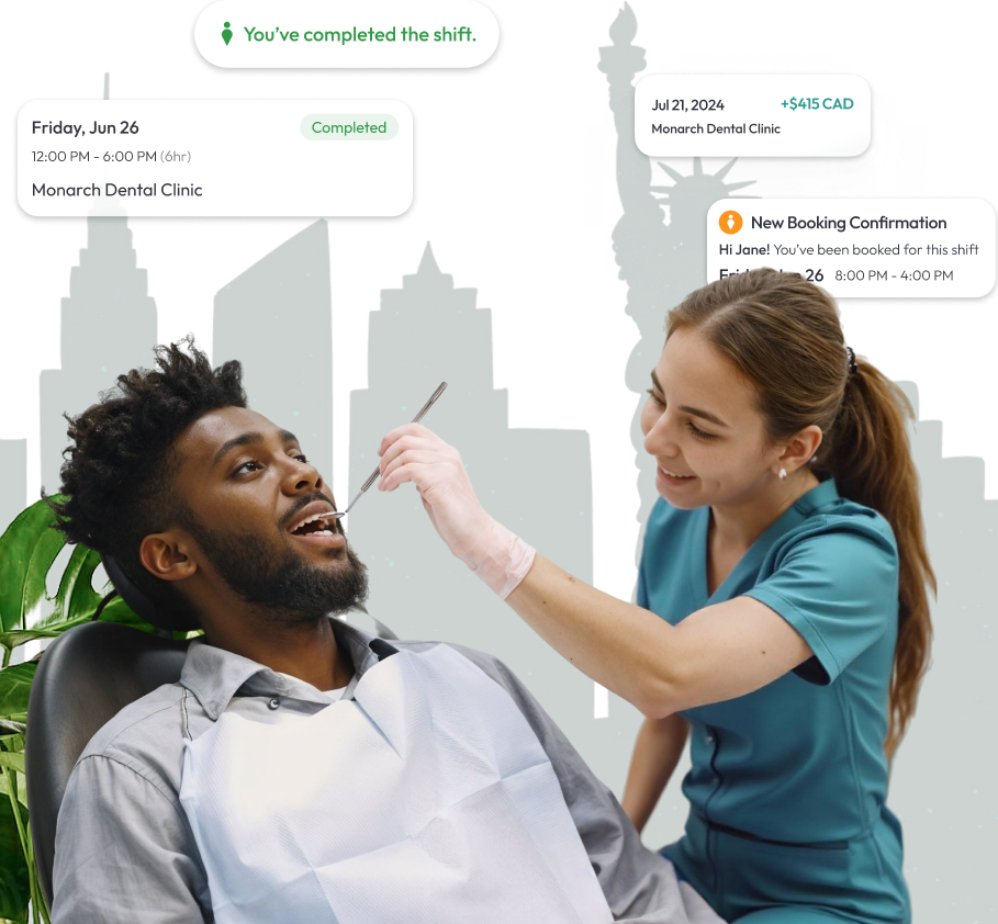 Dentist checking associate dentist job in New York