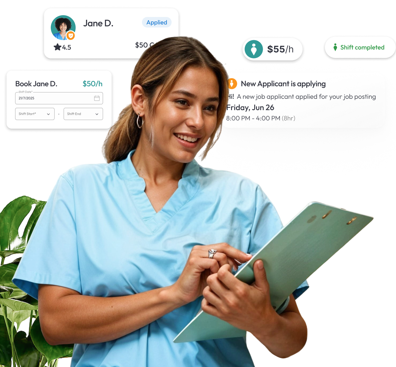 Dental floater handling patient files in clinic